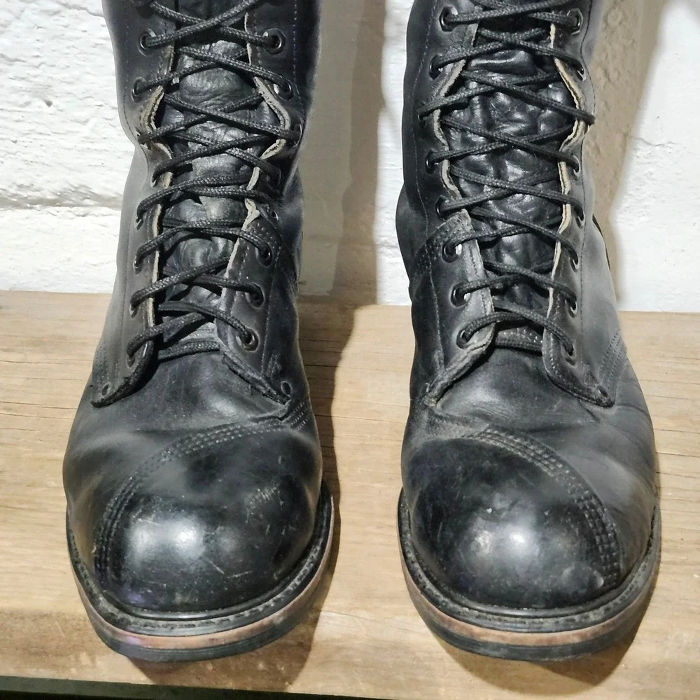Vintage Carolina Linesman Pole Climber Work Boot Black Leather 16 Inch Men Sz 12
